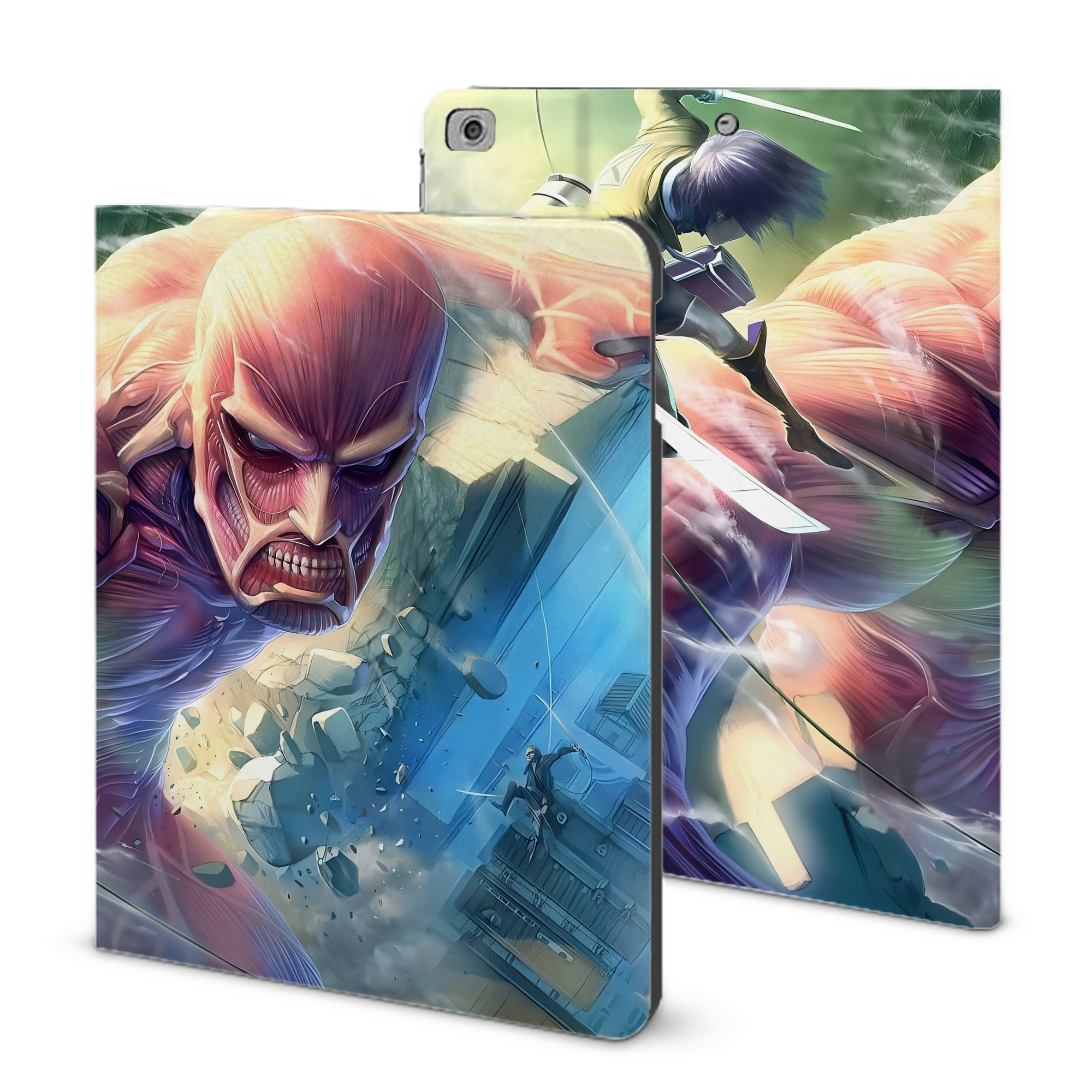 （画像用） 進撃の巨人 Attack on Titan IPad ケース ブック型 PUレザー TPU 耐衝撃 軽量 薄型 ペン収納なし 全面保護 IPad 各モデル対応